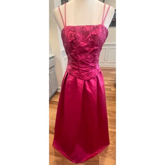 ROBERTA 90S PINK SATIN PRINCESS HEM FLOOR LENGTH CORSET BACK GOWN WOMENS 6 - Picture 4 of 12
